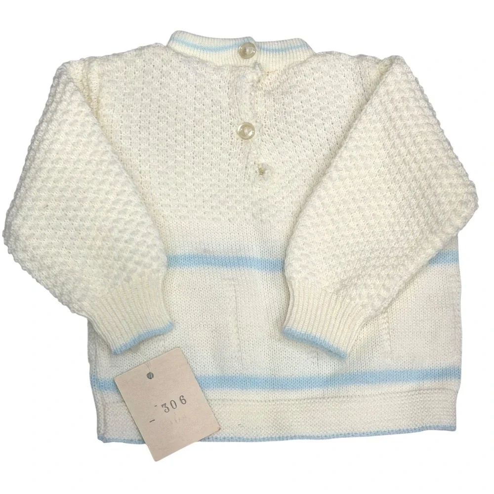 Vintage Zia Flora Italy Knit Sweater Baby 3-6 Months Embroidered Ducks Cute Cozy